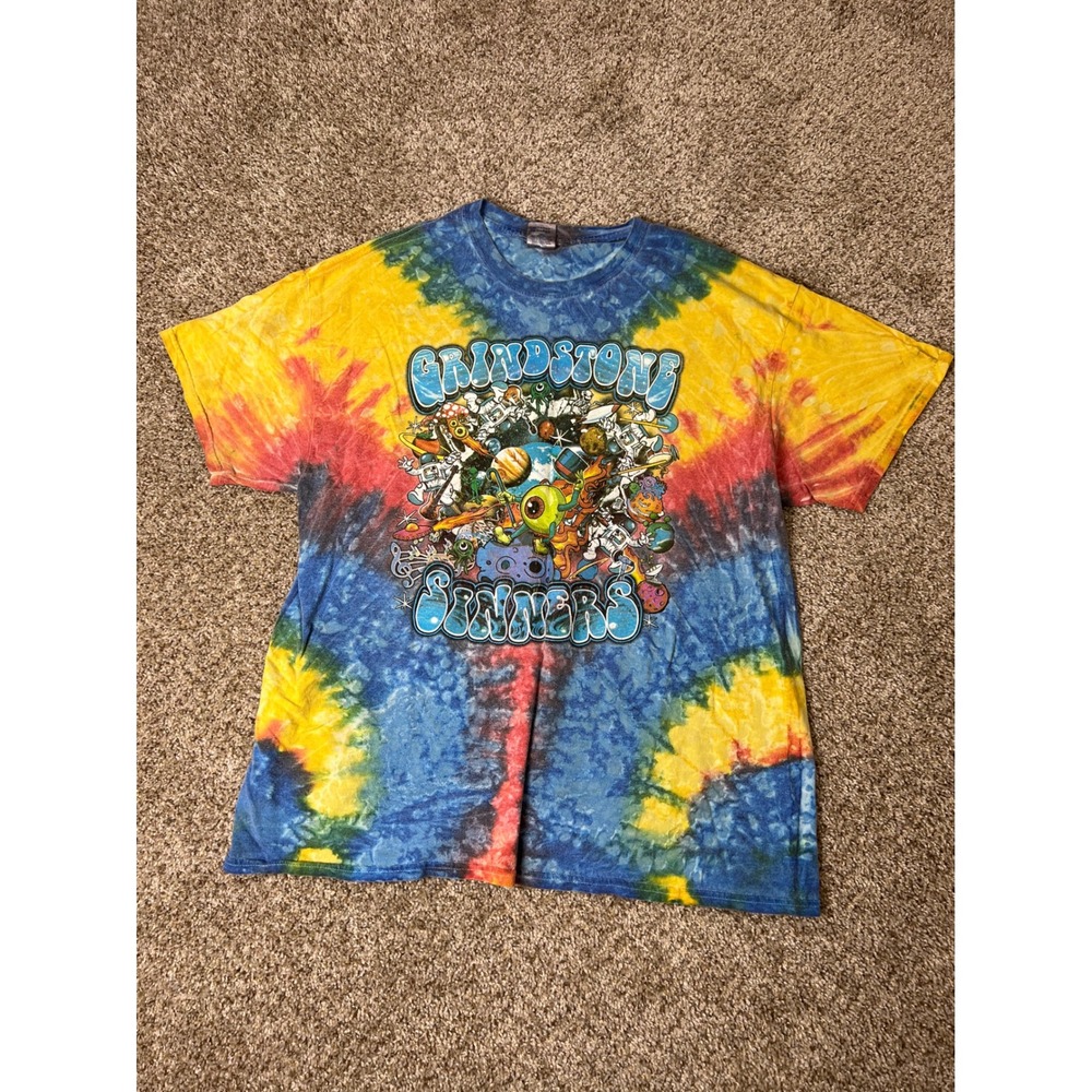 Grindstone Sinners Tie Dye Graphic T-Shirt XL Psychedelic Space Astronaut